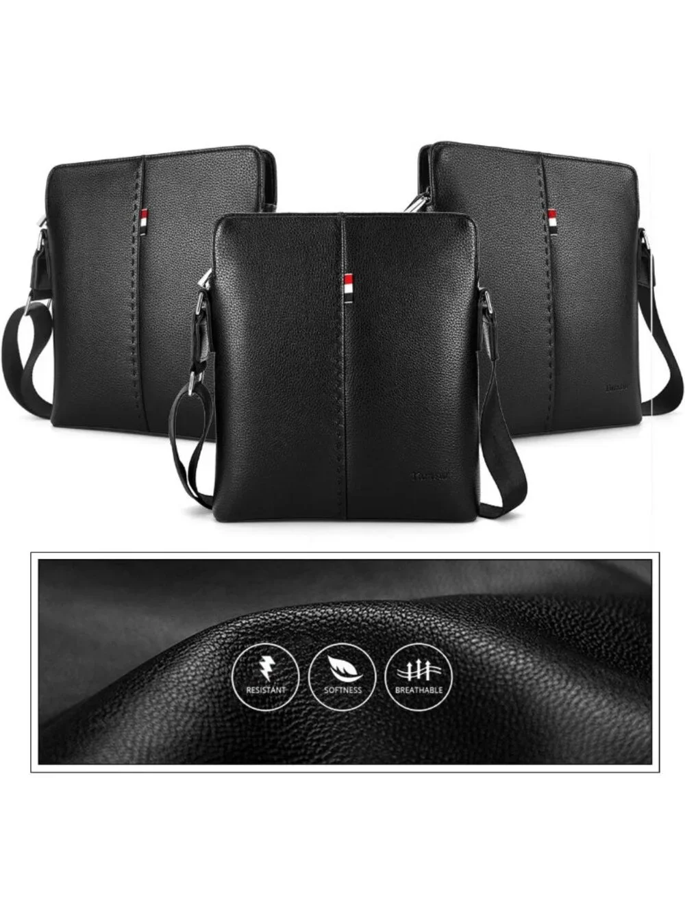 Stylish Leather Messenger Crossbody Shoulder Bag for Business & Travel